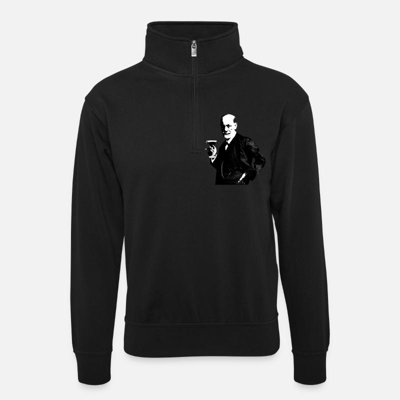 Sigmund Freud - Unisex Pullover mit Zip-Kragen - Schwarz