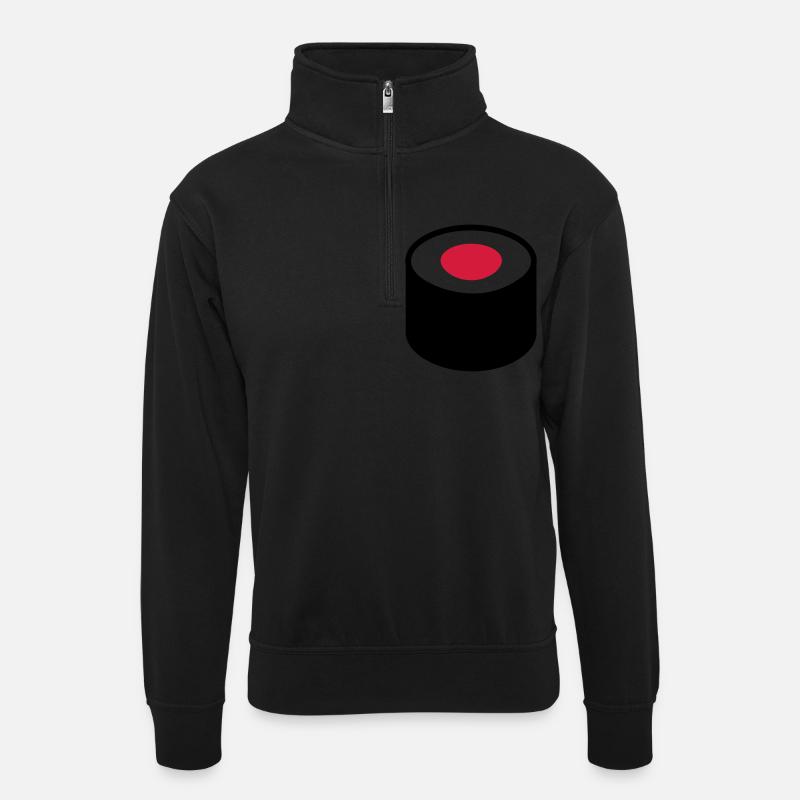 Sushi - Unisex Pullover mit Zip-Kragen - Schwarz