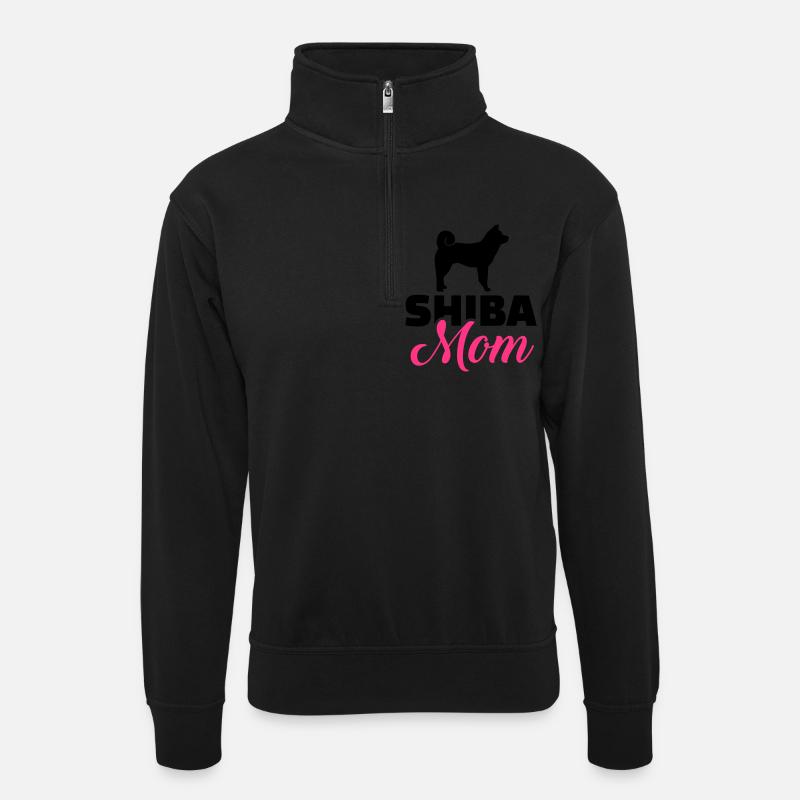 Shiba Inu - Unisex sweater with zip collar - black