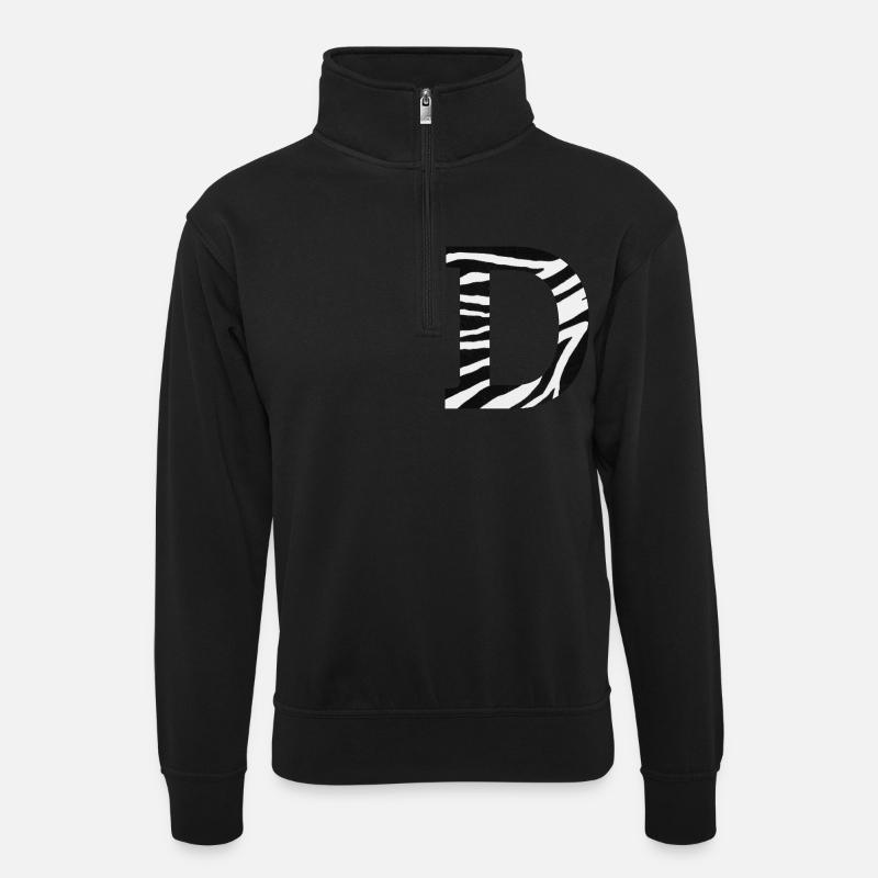 Zebra-Brief - Unisex Pullover mit Zip-Kragen - Schwarz