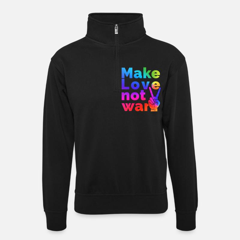Miteinander schlafen - Unisex Pullover mit Zip-Kragen - Schwarz