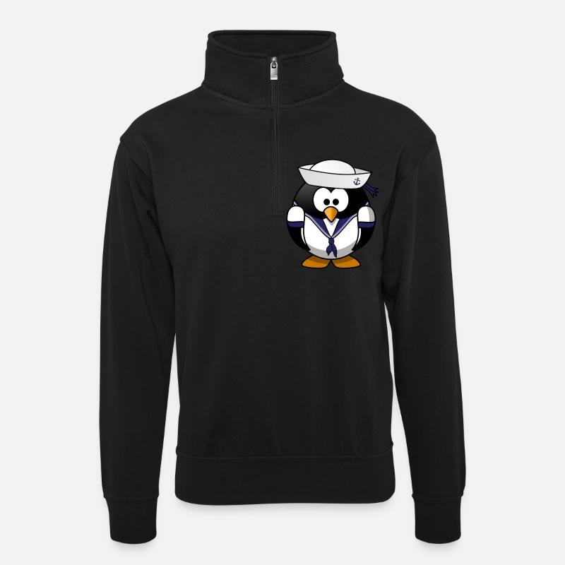 Matrosen Pinguin Geschenkidee Sonderangebot - Unisex Pullover mit Zip-Kragen - Schwarz