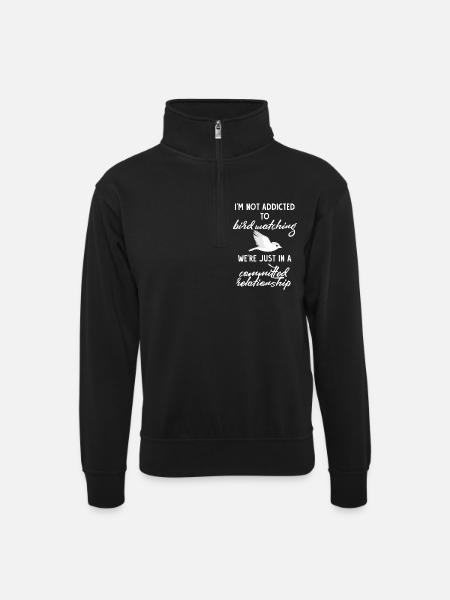 Birdwatching - bird watching - bird - birding - Unisex sweater with zip collar - black