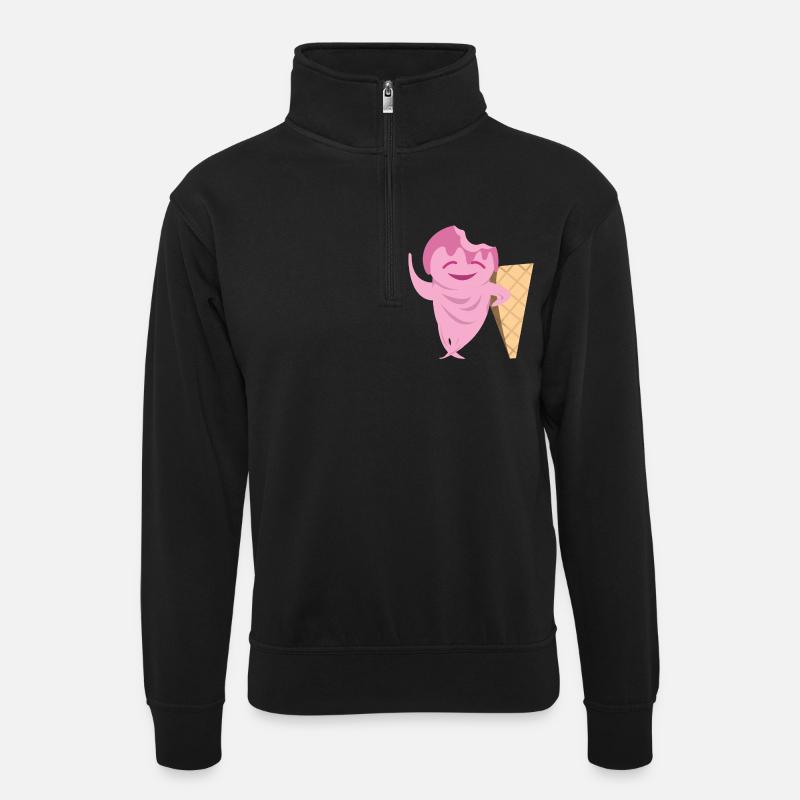 Lustige Eiscreme - Unisex Pullover mit Zip-Kragen - Schwarz