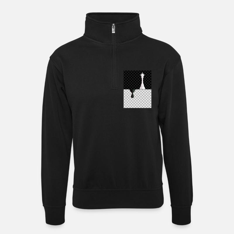 Checkmate Queen King Pawn Chess - Unisex sweater with zip collar - black