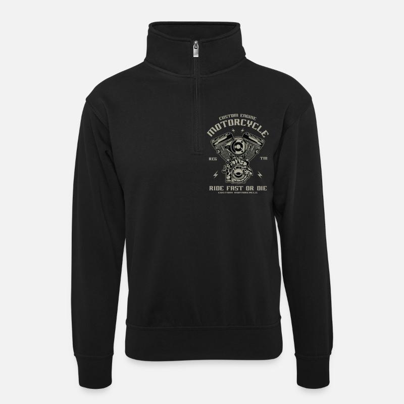Custom Engine - Sweat col montant zippé unisexe - noir
