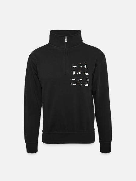 Penguins doing Yoga - Unisex Pullover mit Zip-Kragen - Schwarz