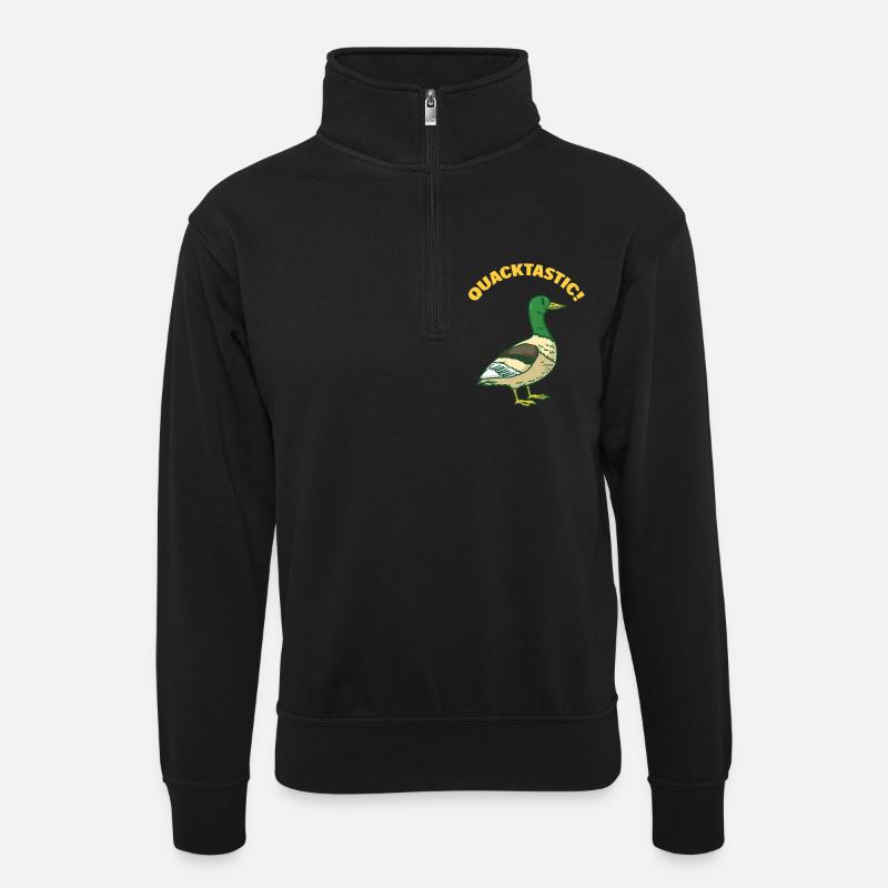 Quack - Quackastic! Duck - wild duck - Unisex sweater with zip collar - black