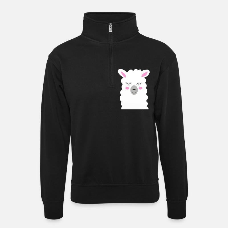 lama - Unisex sweater with zip collar - black