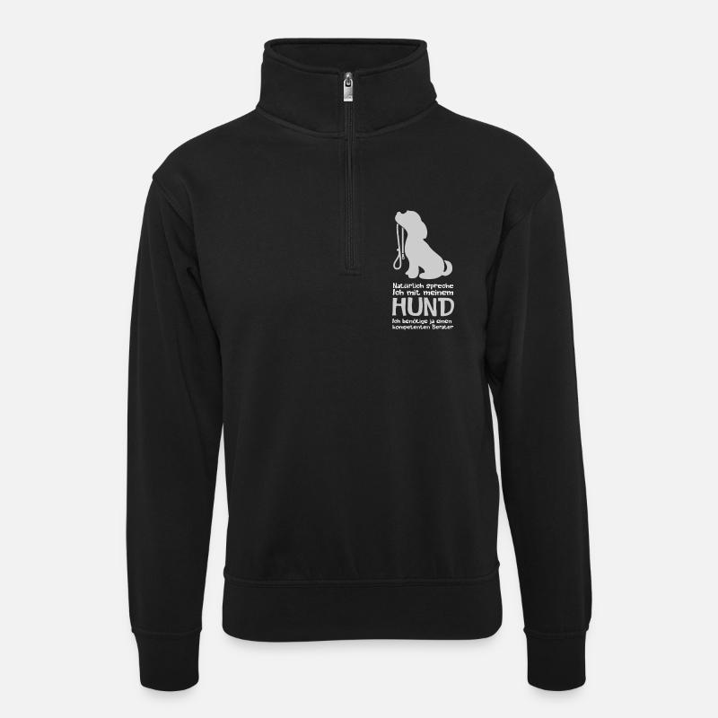 dog - Unisex sweater with zip collar - black