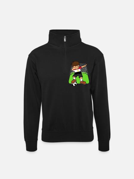 Egypt Soccer Ball Dabbing Kid Egyptian Football - Unisex sweater with zip collar - black
