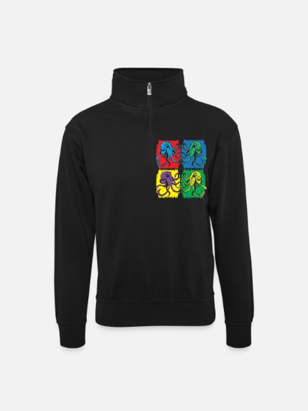 Octopus Pop Art - Unisex sweater with zip collar - black
