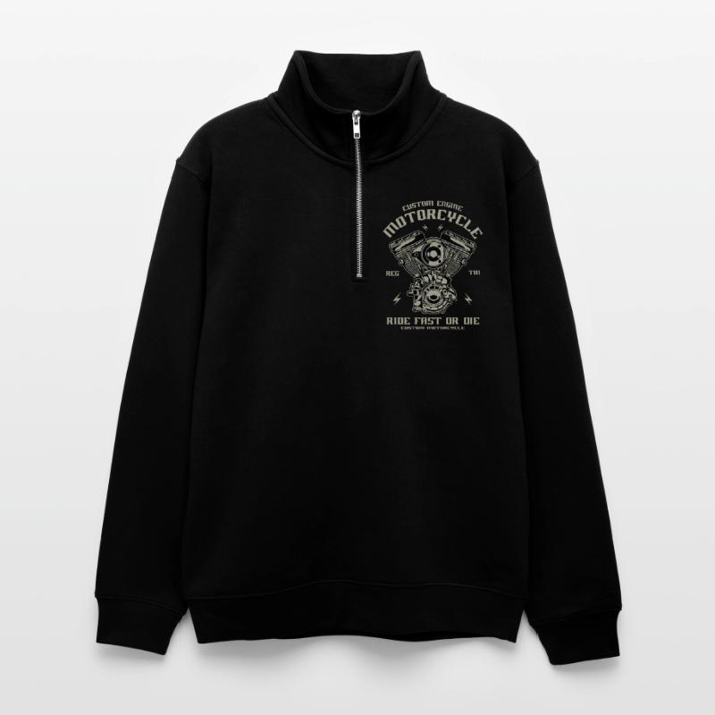 Motorcycle engine conversion Chopper Custom Engine Unisex sweater with zip collar