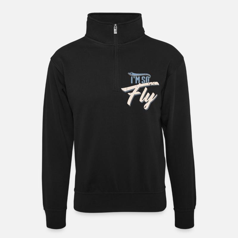 Airplane pilot vacation flying pilot - Unisex sweater with zip collar - black