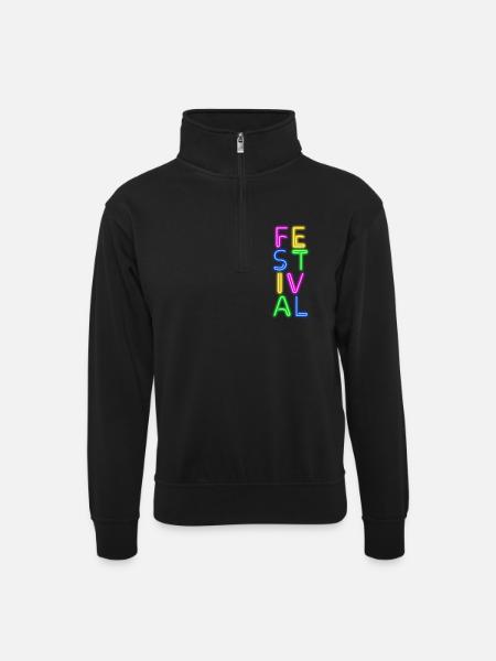 Festival - Unisex Pullover mit Zip-Kragen - Schwarz