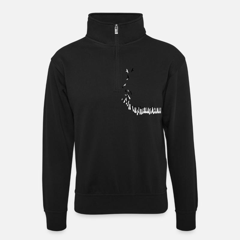 Piano - Unisex Pullover mit Zip-Kragen - Schwarz