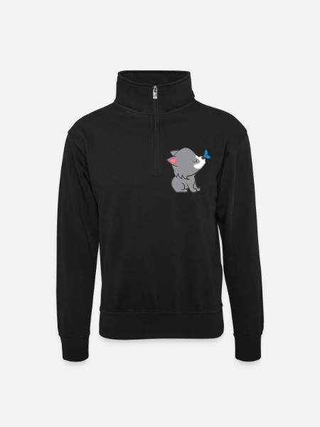 Wolf - Wolves - Wolffan - Wolf motive - Unisex sweater with zip collar - black