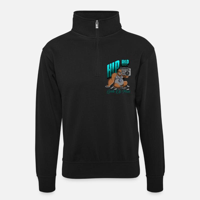 Gorilla Music Dfs - Unisex sweater with zip collar - black