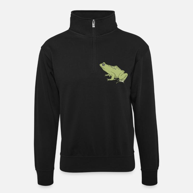 frog - Unisex sweater with zip collar - black