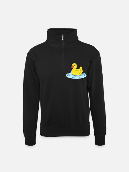 rubber duck - Unisex sweater with zip collar - black