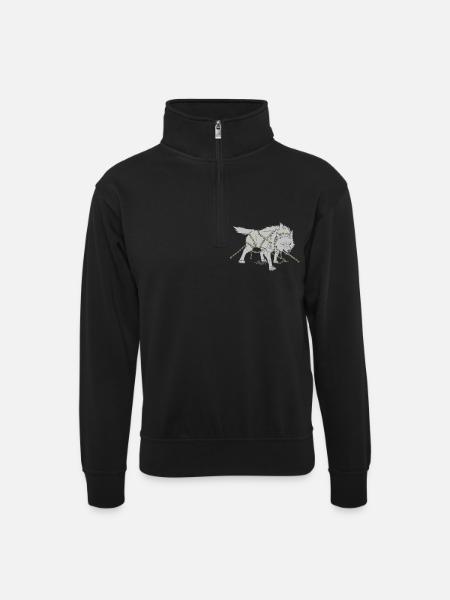 Wolf in chains - Unisex sweater with zip collar - black