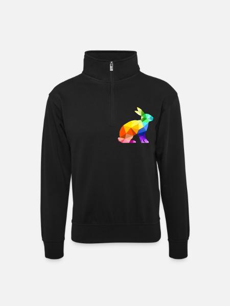 Hase - Unisex Pullover mit Zip-Kragen - Schwarz