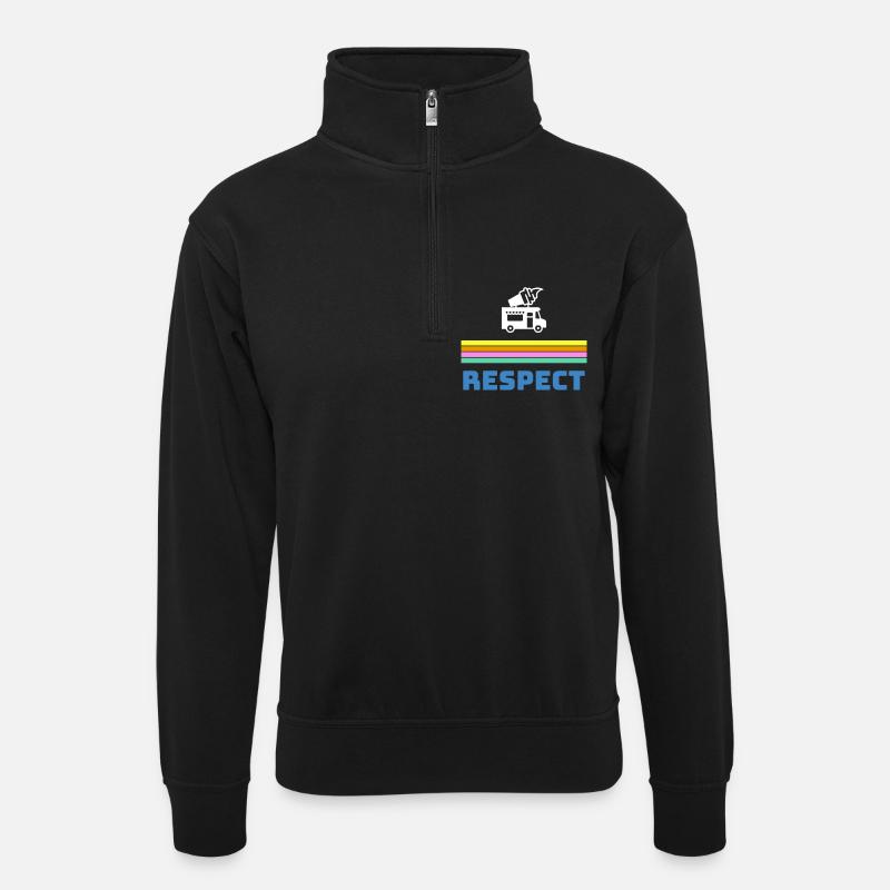 Respect the man in the ice cream van - Unisex sweater with zip collar - black