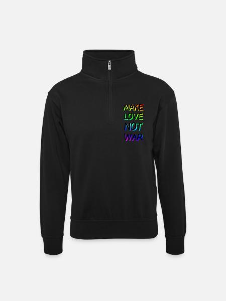 Make Love not War Rainbow - Unisex sweater with zip collar - black