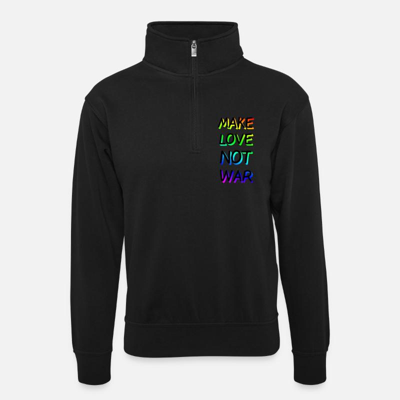 Make Love not War Regenbogen - Unisex Pullover mit Zip-Kragen - Schwarz