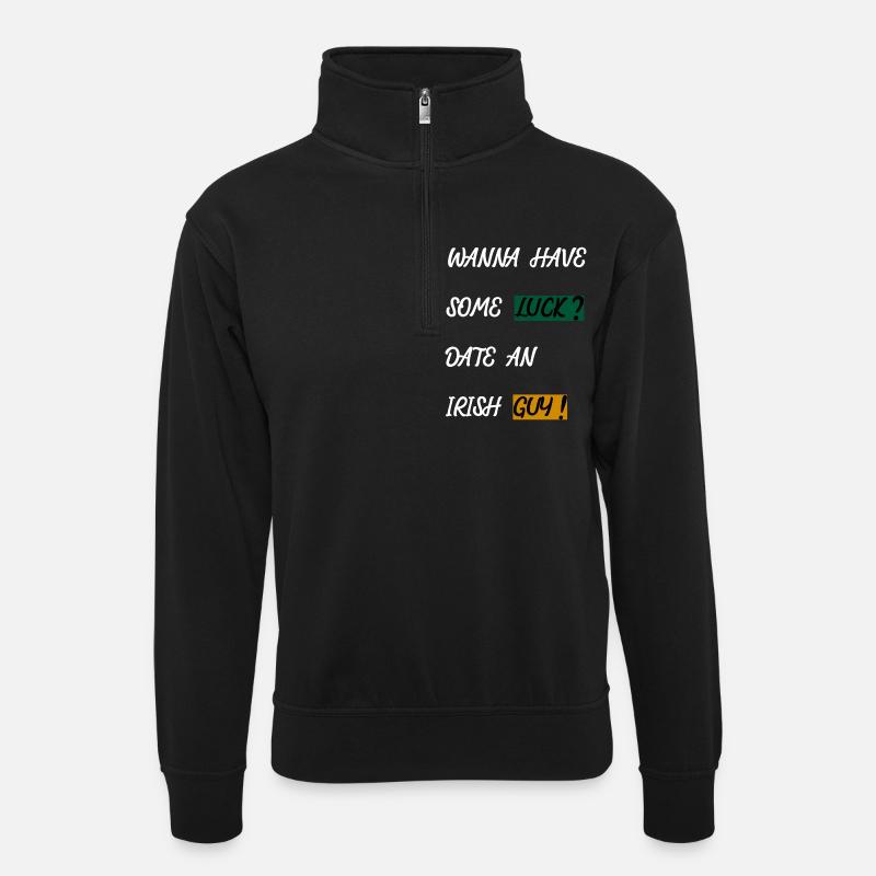 IRLANDE - CHANCE - RENCONTRE - SIMPLE - Sweat col montant zippé unisexe - noir