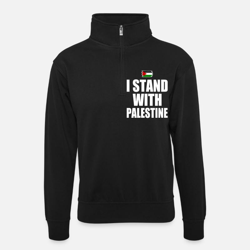 I Stand with palestine - Sweat col montant zippé unisexe - noir