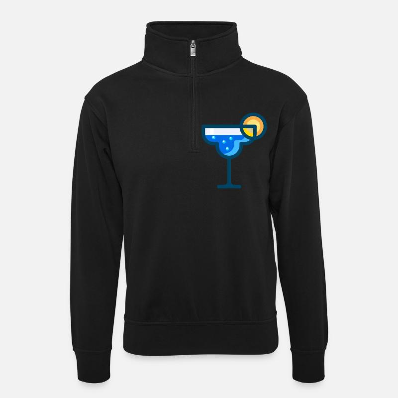 martini Cocktail bartender barkeeper bar - Unisex Pullover mit Zip-Kragen - Schwarz