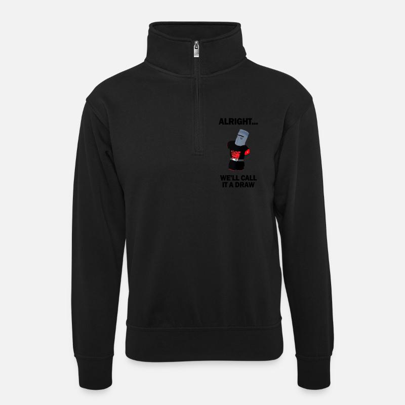 Der schwarze Ritter - Unisex Pullover mit Zip-Kragen - Schwarz