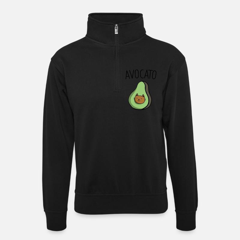 Avocado - Unisex Pullover mit Zip-Kragen - Schwarz