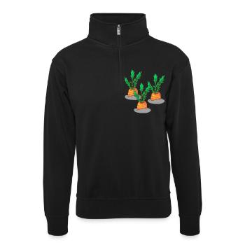 Möhren Mohrrüben Karotten Rüebli Wurzeln Riebli - Unisex Pullover mit Zip-Kragen - Schwarz - Vorne