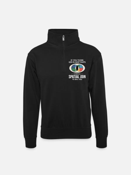 GIS Spatial Join Map Datenanalyse - Unisex Pullover mit Zip-Kragen - Schwarz