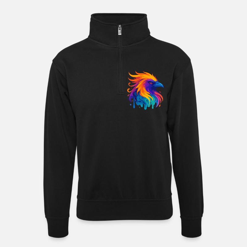 Neon Eagle - Unisex sweater with zip collar - black