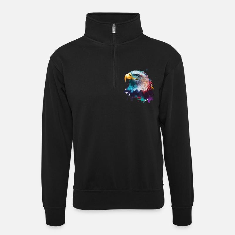 Splash Adler - Unisex Pullover mit Zip-Kragen - Schwarz