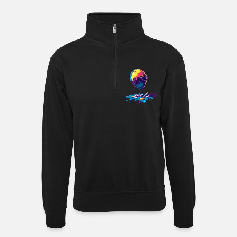 Rauschballon - Unisex Pullover mit Zip-Kragen - Schwarz