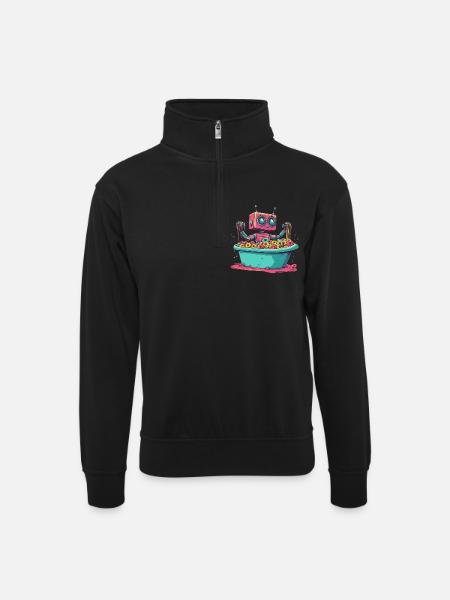 Donut Droid - Unisex Pullover mit Zip-Kragen - Schwarz