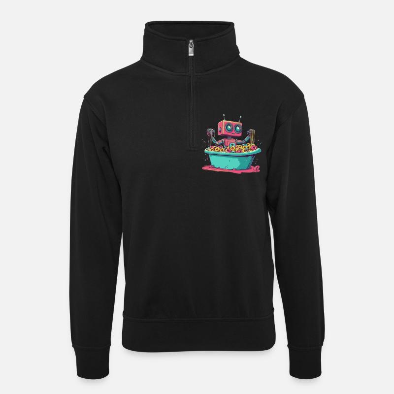 Donut Droid - Unisex Pullover mit Zip-Kragen - Schwarz