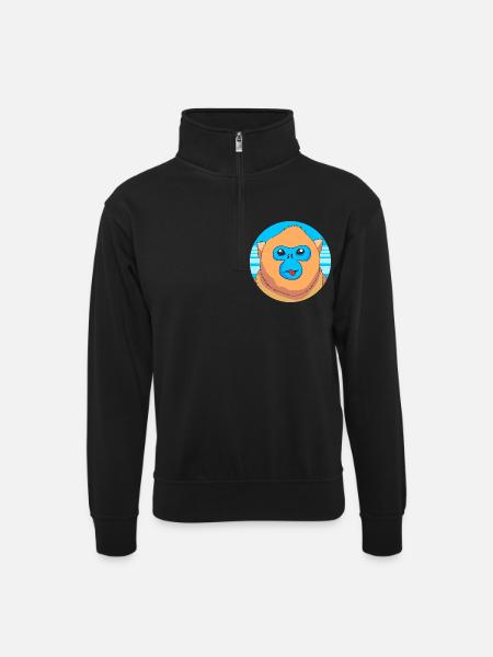 Snub-nosed monkey Monkey Chimpanzee - Unisex sweater with zip collar - black