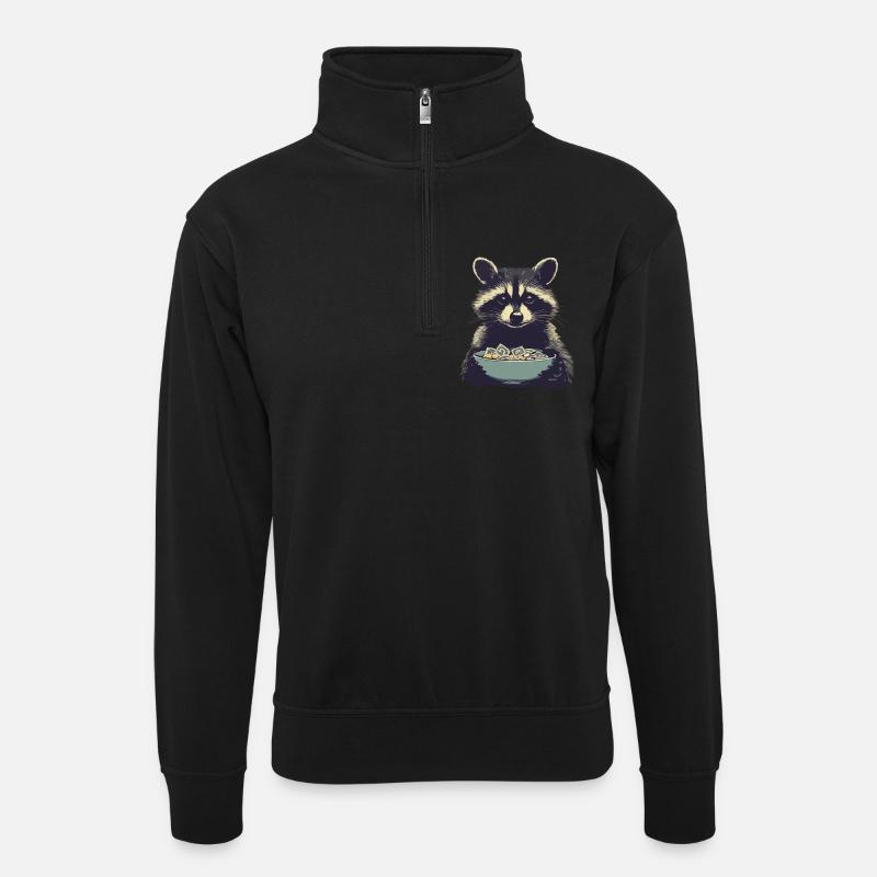 Ticketwaschbär - Unisex Pullover mit Zip-Kragen - Schwarz