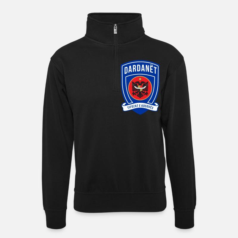 Das Dardanët Fußball-Wappen - Unisex Pullover mit Zip-Kragen - Schwarz