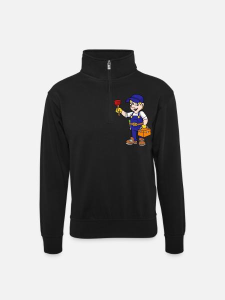 Gas and water fitter - Unisex sweater with zip collar - black