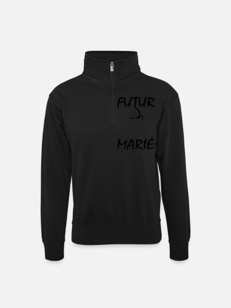 evg - Sweat col montant zippé unisexe - noir