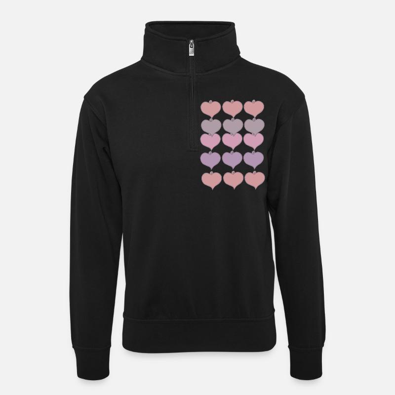 Heart Pendant Pattern - Unisex sweater with zip collar - black