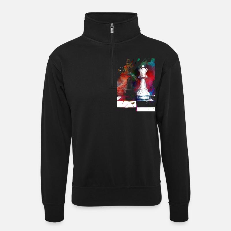 Chess Pawns Sport - Unisex sweater with zip collar - black
