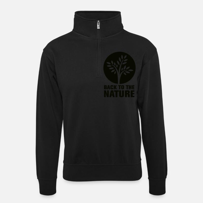 back2nature - Sweat col montant zippé unisexe - noir