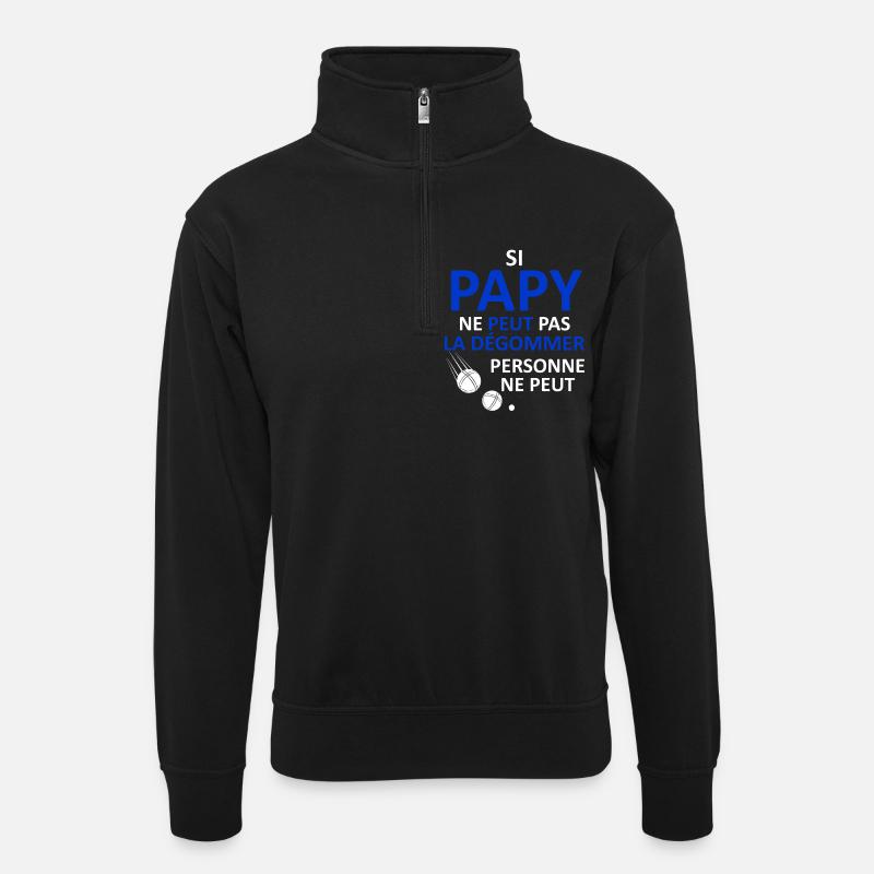 Papy peut la dégommer - Sweat col montant zippé unisexe - noir